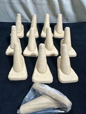 Vtg BATES set of (12) Faux Suede Ring Displays/Holders